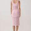 Atlantis Crochet Knit Midi Skirt – Baby Pink