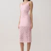 Atlantis Crochet Knit Midi Skirt – Baby Pink