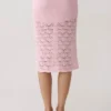 Atlantis Crochet Knit Midi Skirt – Baby Pink