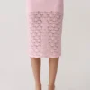 Atlantis Crochet Knit Midi Skirt – Baby Pink