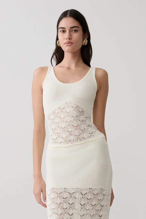 Atlantis Crochet Knit Top – White Atlantis Crochet Knit Top – White