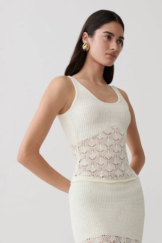 Atlantis Crochet Knit Top – White Atlantis Crochet Knit Top – White