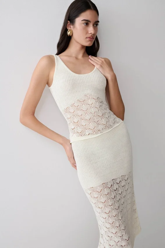 Atlantis Crochet Knit Top – White Atlantis Crochet Knit Top – White