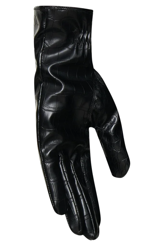 Atlas Faux Leather Crocodile Gloves – Black Atlas Faux Leather Crocodile Gloves – Black