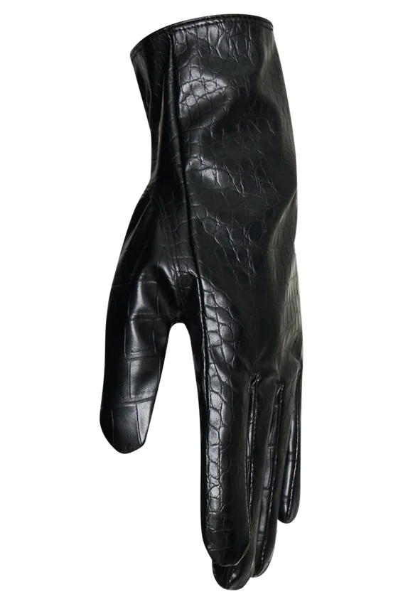 Atlas Faux Leather Crocodile Gloves – Black Atlas Faux Leather Crocodile Gloves – Black