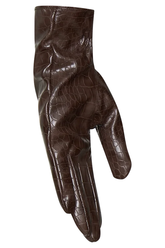 Atlas Faux Leather Crocodile Gloves – Chocolate Atlas Faux Leather Crocodile Gloves – Chocolate