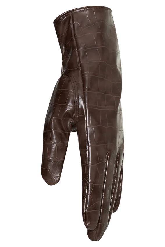 Atlas Faux Leather Crocodile Gloves – Chocolate Atlas Faux Leather Crocodile Gloves – Chocolate