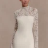 Aurelie Long Sleeve Lace Mini Dress – Ivory