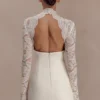 Aurelie Long Sleeve Lace Mini Dress – Ivory