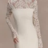 Aurelie Long Sleeve Lace Mini Dress – Ivory