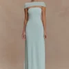 Aurora Slinky And Mesh Split Maxi Dress – Lagoon