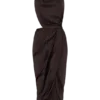 Aveline Draped Halter Midi Dress – Dark Chocolate