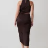 Aveline Draped Halter Midi Dress – Dark Chocolate