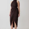 Aveline Draped Halter Midi Dress – Dark Chocolate
