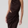 Aveline Draped Halter Midi Dress – Dark Chocolate