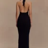Ayella Cowl Knit Maxi Dress – Black