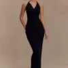 Ayella Cowl Knit Maxi Dress – Black