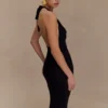 Ayella Cowl Knit Maxi Dress – Black