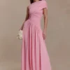 Ayeshya Slinky Asymmetric Maxi Dress – Candy Pink