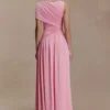 Ayeshya Slinky Asymmetric Maxi Dress – Candy Pink