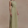 Ayeshya Slinky Asymmetric Maxi Dress – Sage