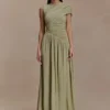 Ayeshya Slinky Asymmetric Maxi Dress – Sage