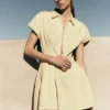 Aysha Buttoned Linen Mini Dress – Lemon