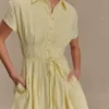 Aysha Buttoned Linen Mini Dress – Lemon