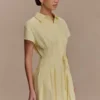Aysha Buttoned Linen Mini Dress – Lemon