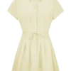 Aysha Buttoned Linen Mini Dress – Lemon