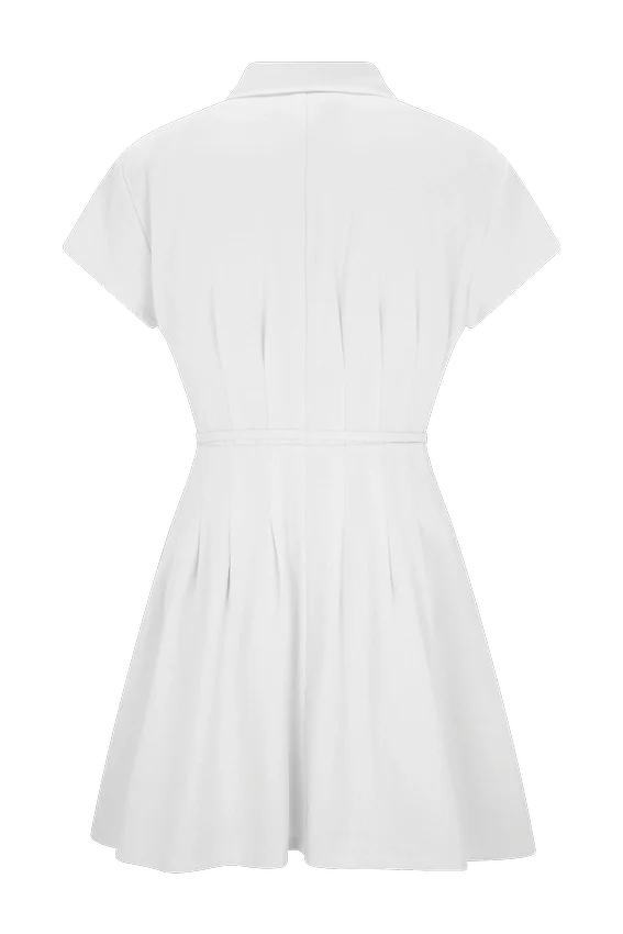 Aysha Buttoned Linen Mini Dress – White Aysha Buttoned Linen Mini Dress – White