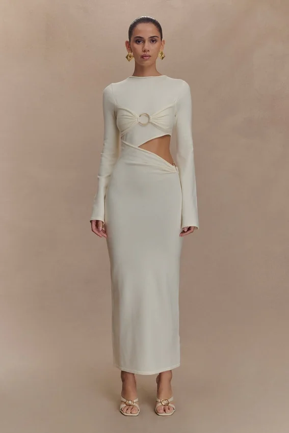 Azariah Long Sleeve Knit Midi Dress – Ivory Azariah Long Sleeve Knit Midi Dress – Ivory