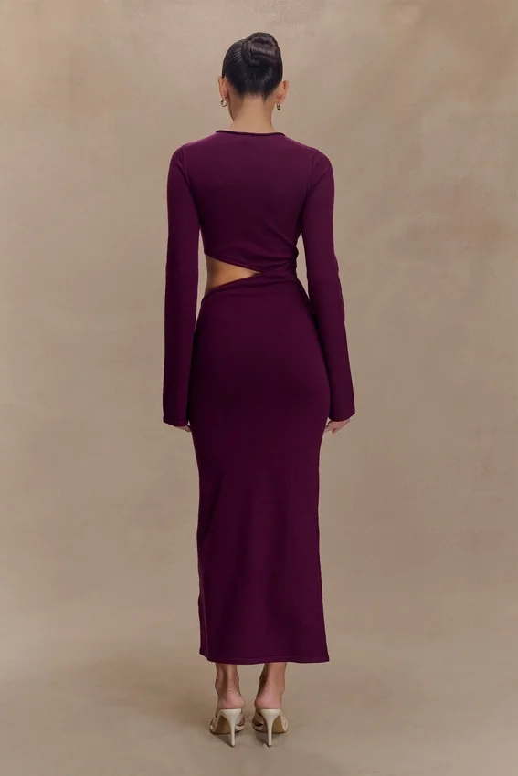 Azariah Long Sleeve Knit Midi Dress – Plum Azariah Long Sleeve Knit Midi Dress – Plum