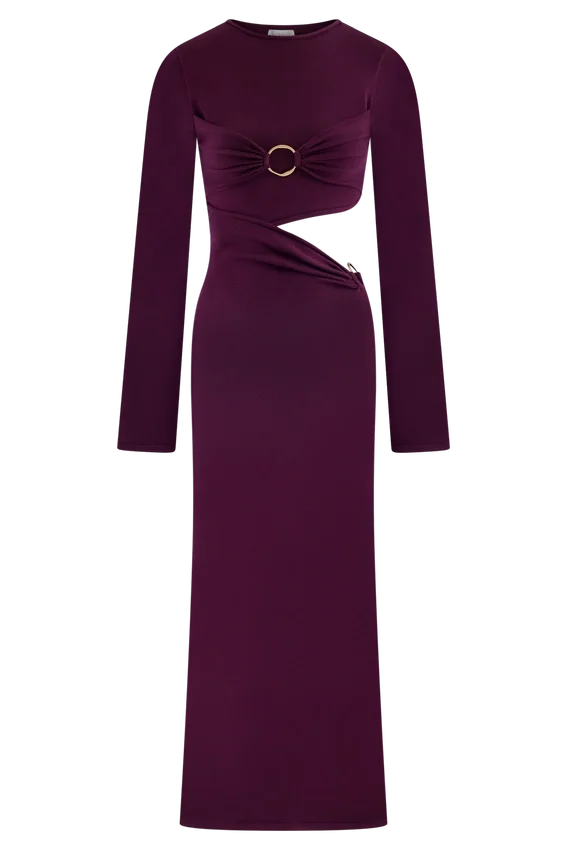 Azariah Long Sleeve Knit Midi Dress – Plum Azariah Long Sleeve Knit Midi Dress – Plum