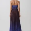 Azizi Pleated Halter Midi Dress – Chocolate & Blue Ombre Print Azizi Pleated Halter Midi Dress – Chocolate & Blue Ombre Print