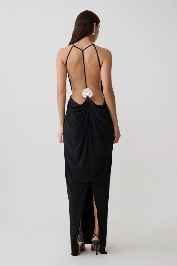 Bahari Low Back Halter Maxi Dress – Black Bahari Low Back Halter Maxi Dress – Black