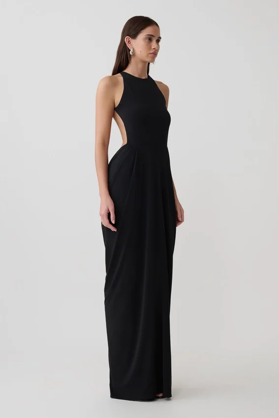 Bahari Low Back Halter Maxi Dress – Black Bahari Low Back Halter Maxi Dress – Black