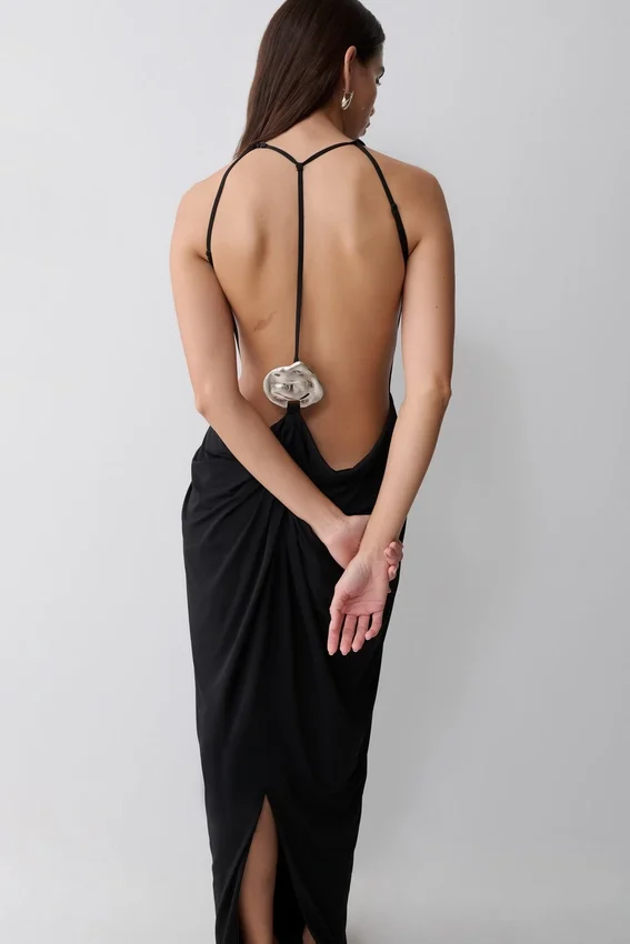 Bahari Low Back Halter Maxi Dress – Black Bahari Low Back Halter Maxi Dress – Black
