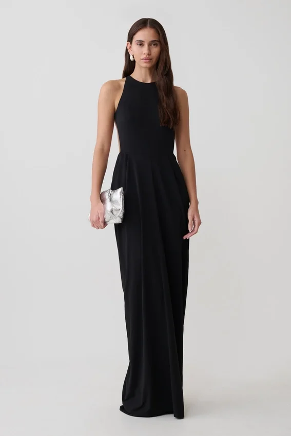 Bahari Low Back Halter Maxi Dress – Black Bahari Low Back Halter Maxi Dress – Black