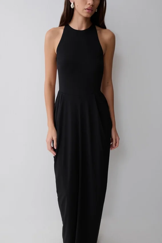 Bahari Low Back Halter Maxi Dress – Black Bahari Low Back Halter Maxi Dress – Black