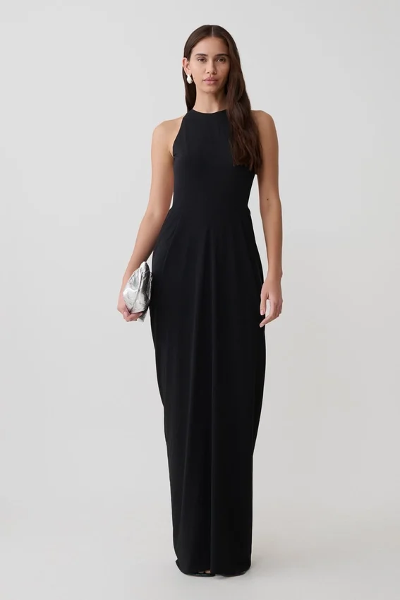 Bahari Low Back Halter Maxi Dress – Black Bahari Low Back Halter Maxi Dress – Black