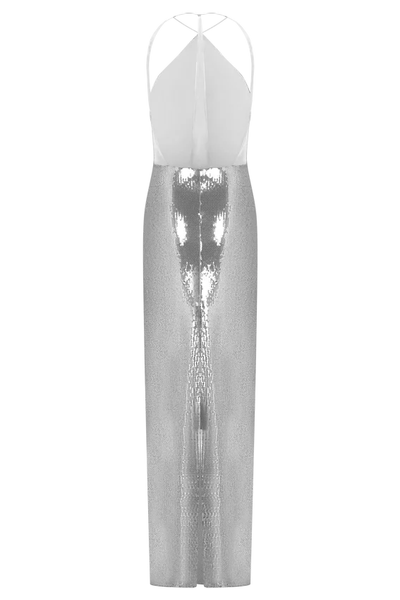 Baldwin Sequin Cut Out Maxi Dress – Silver Baldwin Sequin Cut Out Maxi Dress – Silver