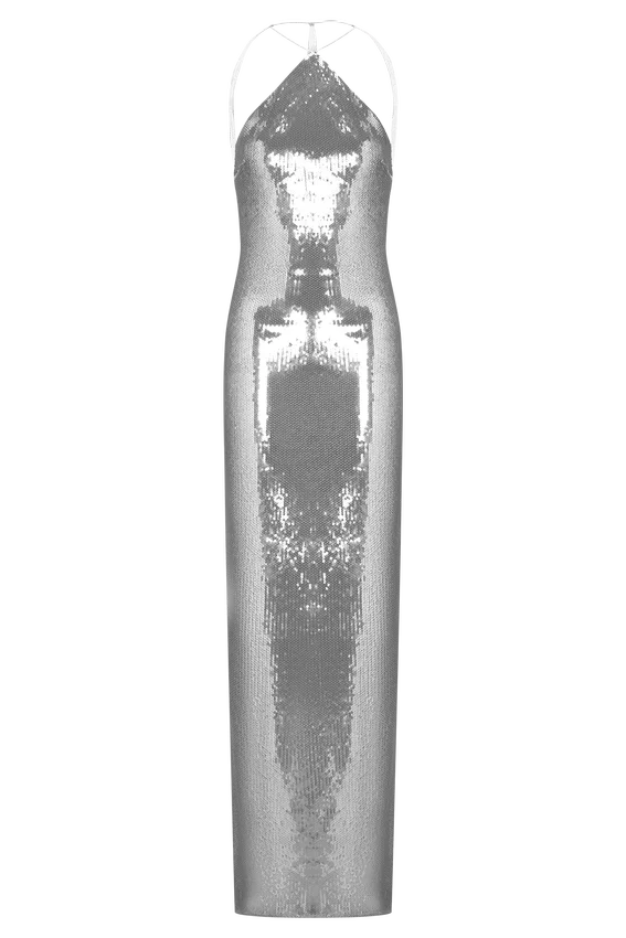 Baldwin Sequin Cut Out Maxi Dress – Silver Baldwin Sequin Cut Out Maxi Dress – Silver