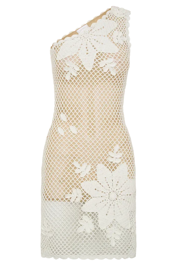 Barker Hand Crochet Knit Mini Dress – White Barker Hand Crochet Knit Mini Dress – White