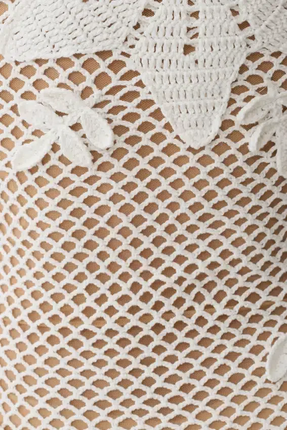 Barker Hand Crochet Knit Mini Dress – White Barker Hand Crochet Knit Mini Dress – White