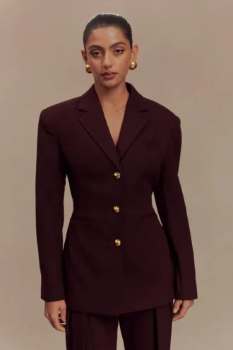 Bellamy Cinched Blazer – Mahogany Bellamy Cinched Blazer – Mahogany