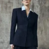 Bellamy Cinched Blazer – Navy Pinstripe