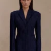 Bellamy Cinched Blazer – Navy Pinstripe