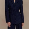 Bellamy Cinched Blazer – Navy Pinstripe