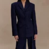 Bellamy Cinched Blazer – Navy Pinstripe